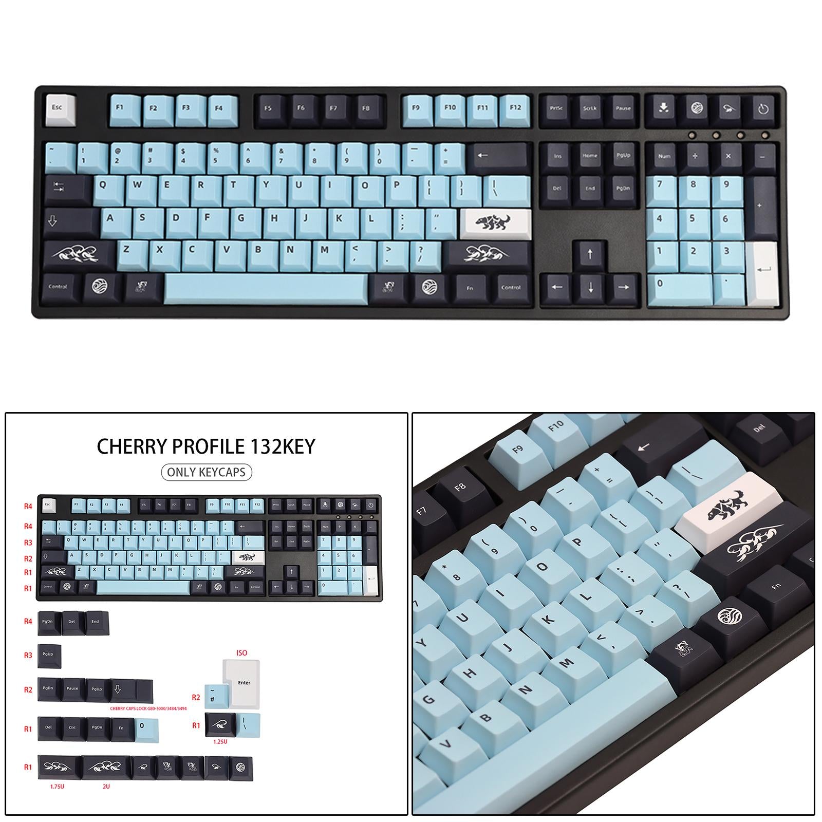 DIY Decorative PBT 135 Keys Keycaps Cherry Profile for Mechanical Keyboard