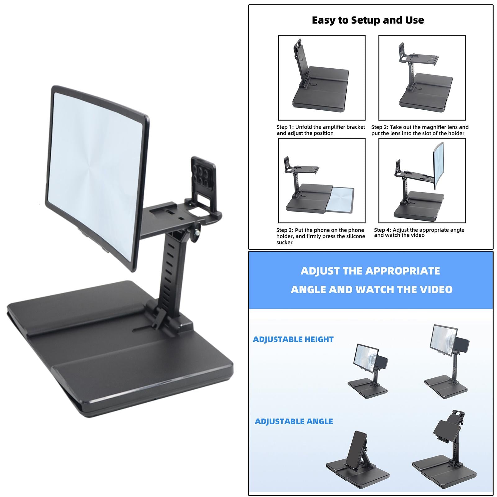 12'' Mobile Phone Curved Screen Magnifier HD Video Amplifier with Speakers