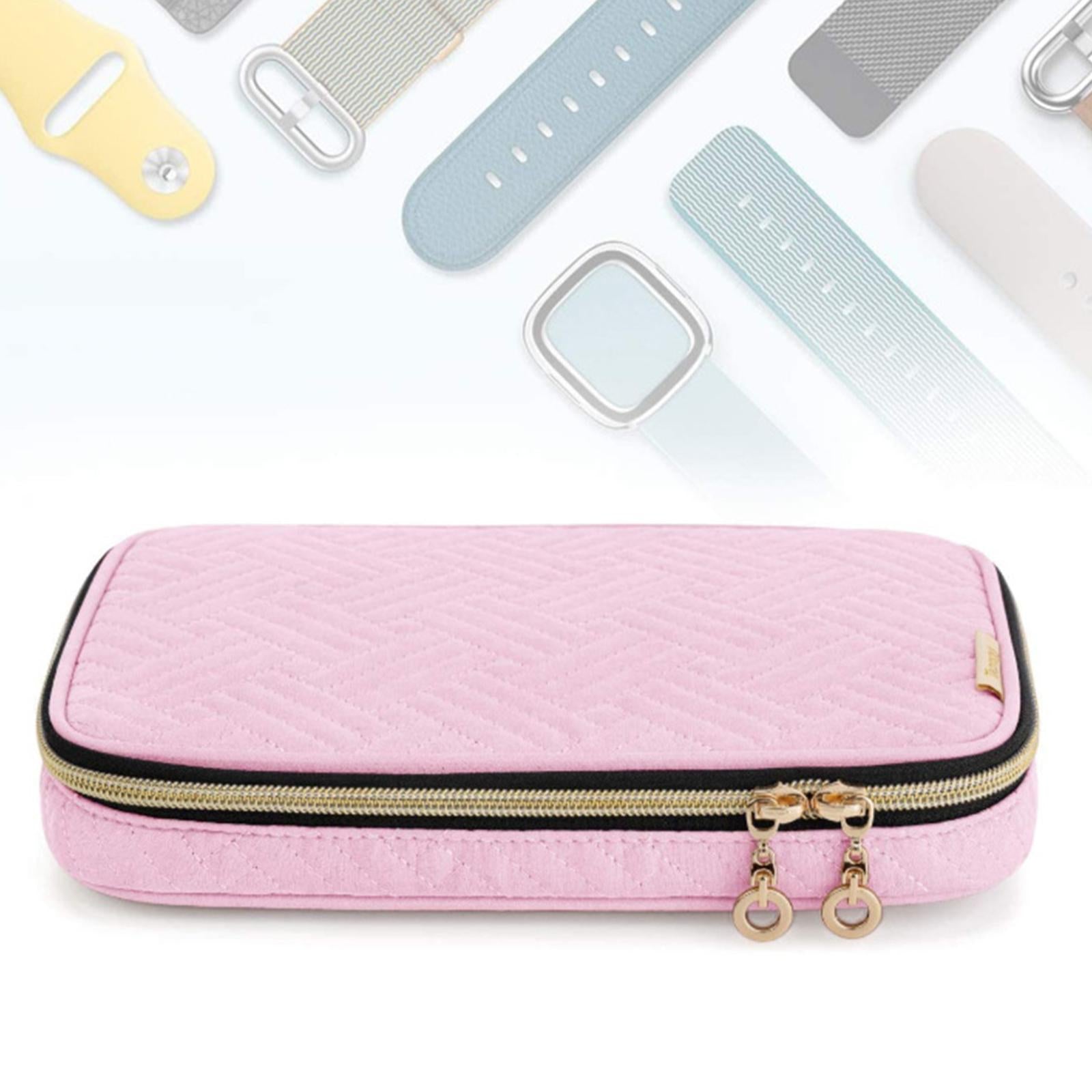 Travel Portable 12 Watch Bands Accessories Storage Case Holder Pink