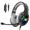 RGB Gaming Headset w/Mic RGB LED Headphones Stereo Bass Black camouflage