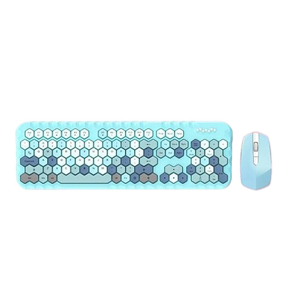 2.4GHz Wireless Keyboard and Mouse set for Mac PC/Laptop Blue Mixed Color