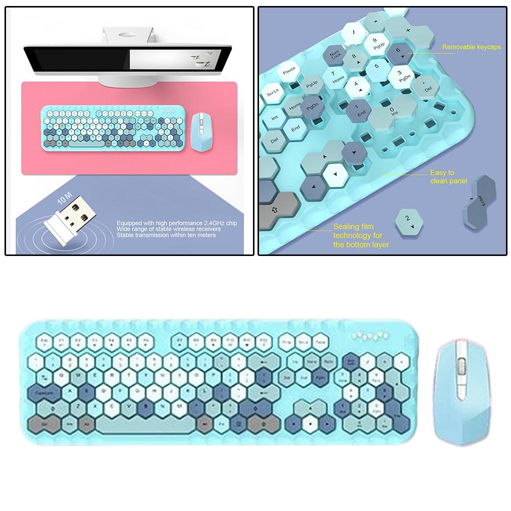 2.4GHz Wireless Keyboard and Mouse set for Mac PC/Laptop Blue Mixed Color