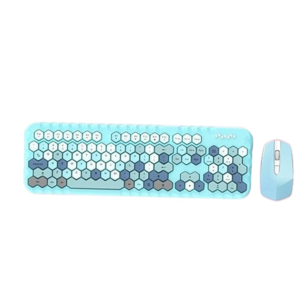 2.4GHz Wireless Keyboard and Mouse set for Mac PC/Laptop Blue Mixed Color