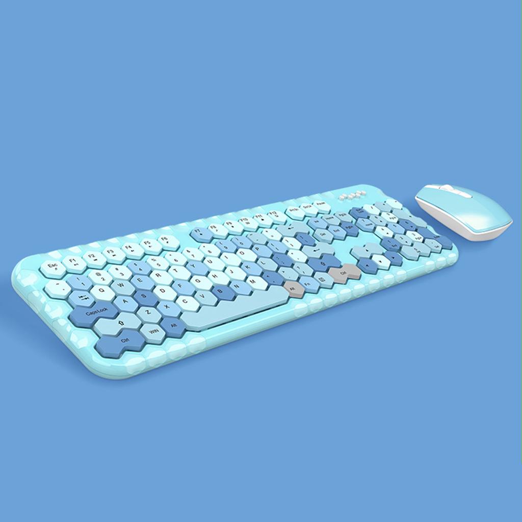 2.4GHz Wireless Keyboard and Mouse set for Mac PC/Laptop Blue Mixed Color