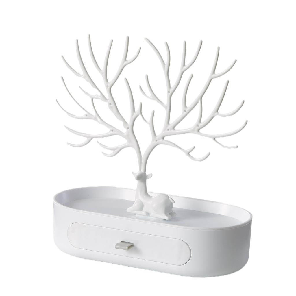 Jewelry Deer Tree Stand Display Necklace Earring Holder Home Decor White