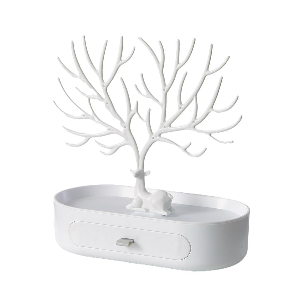 Jewelry Deer Tree Stand Display Necklace Earring Holder Home Decor White