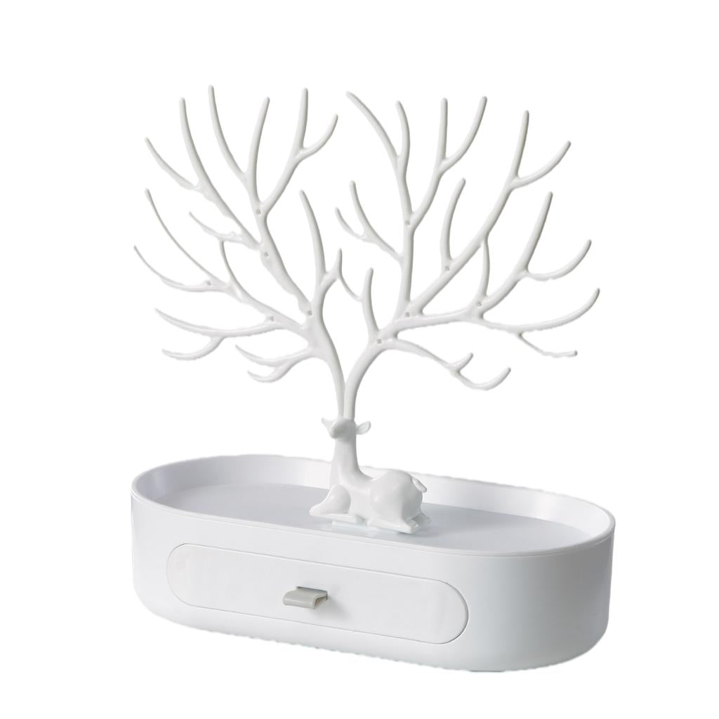 Jewelry Deer Tree Stand Display Necklace Earring Holder Home Decor White