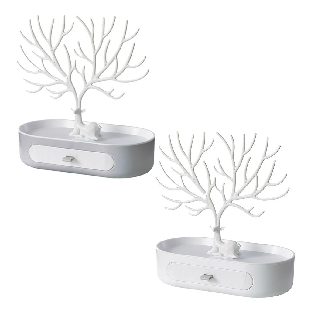 Jewelry Deer Tree Stand Display Necklace Earring Holder Home Decor Silver