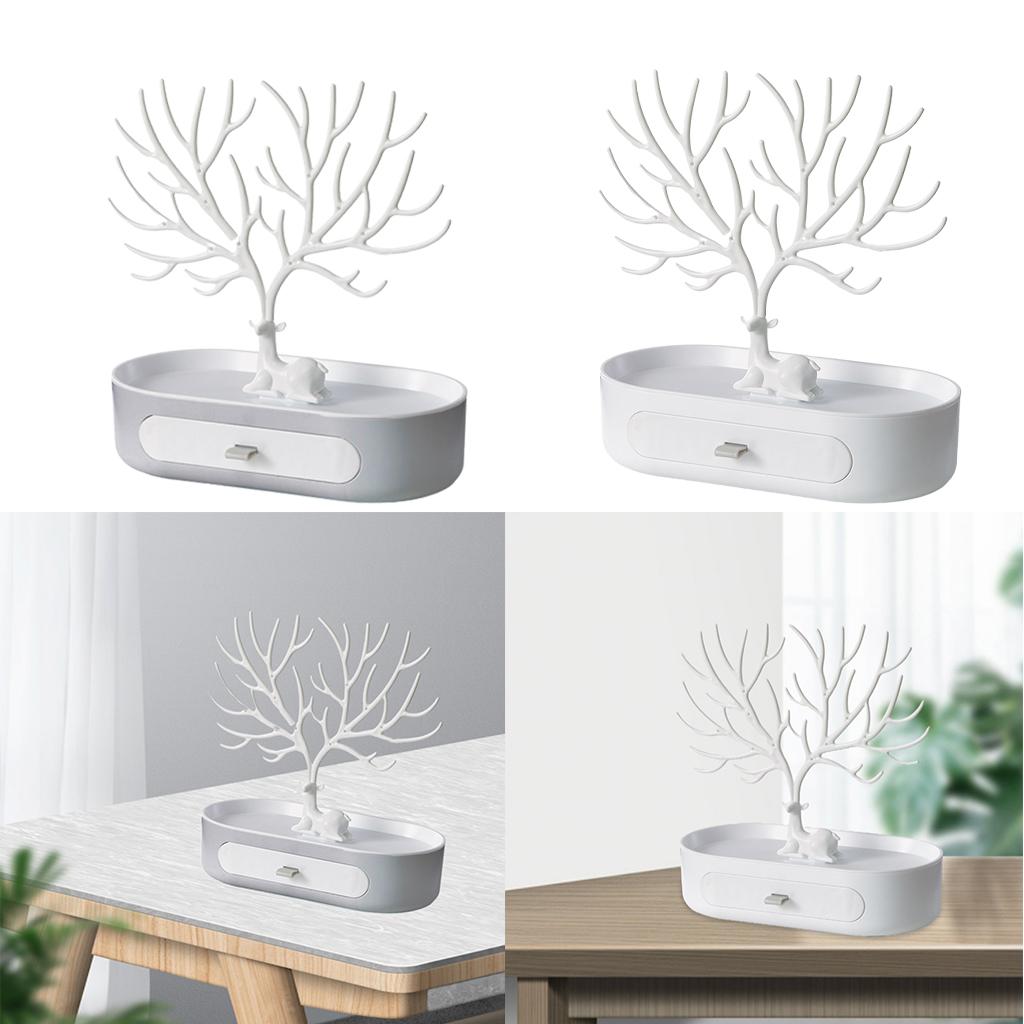 Jewelry Deer Tree Stand Display Necklace Earring Holder Home Decor Silver