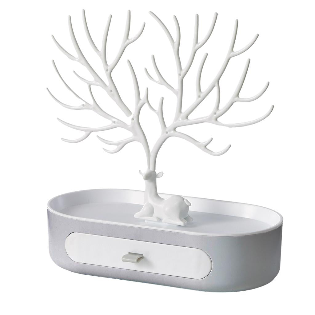 Jewelry Deer Tree Stand Display Necklace Earring Holder Home Decor Silver