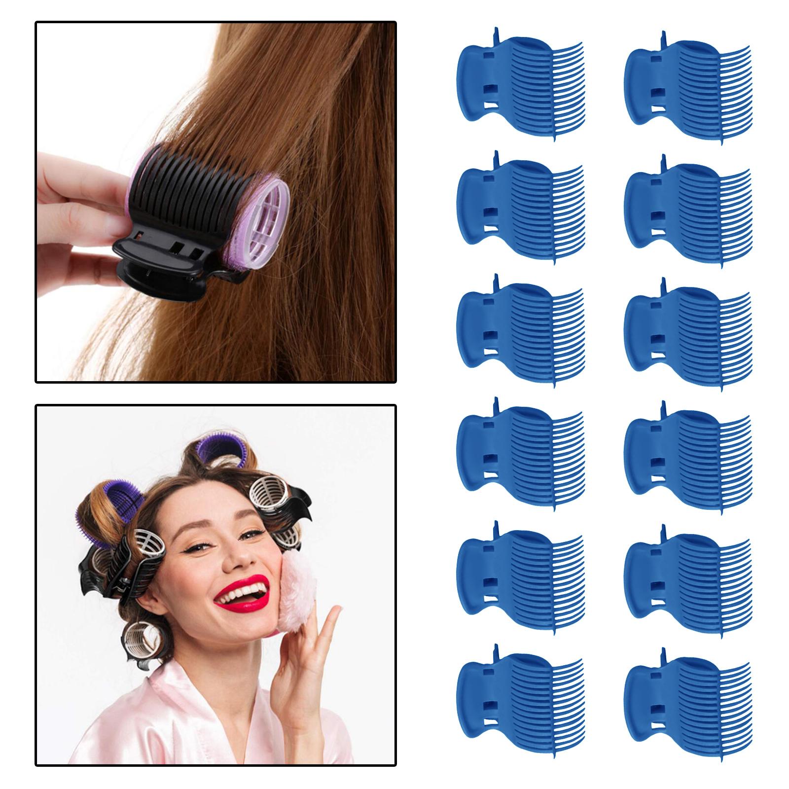 12Pcs Hot Roller Clips Beauty Tools for Women Girls Short Long Hair Blue