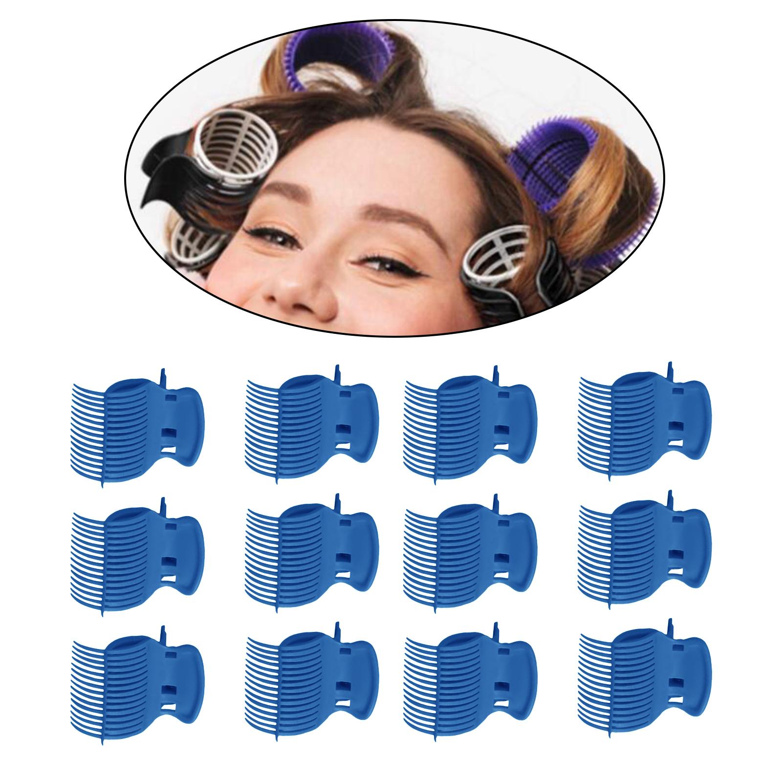 12Pcs Hot Roller Clips Beauty Tools for Women Girls Short Long Hair Blue