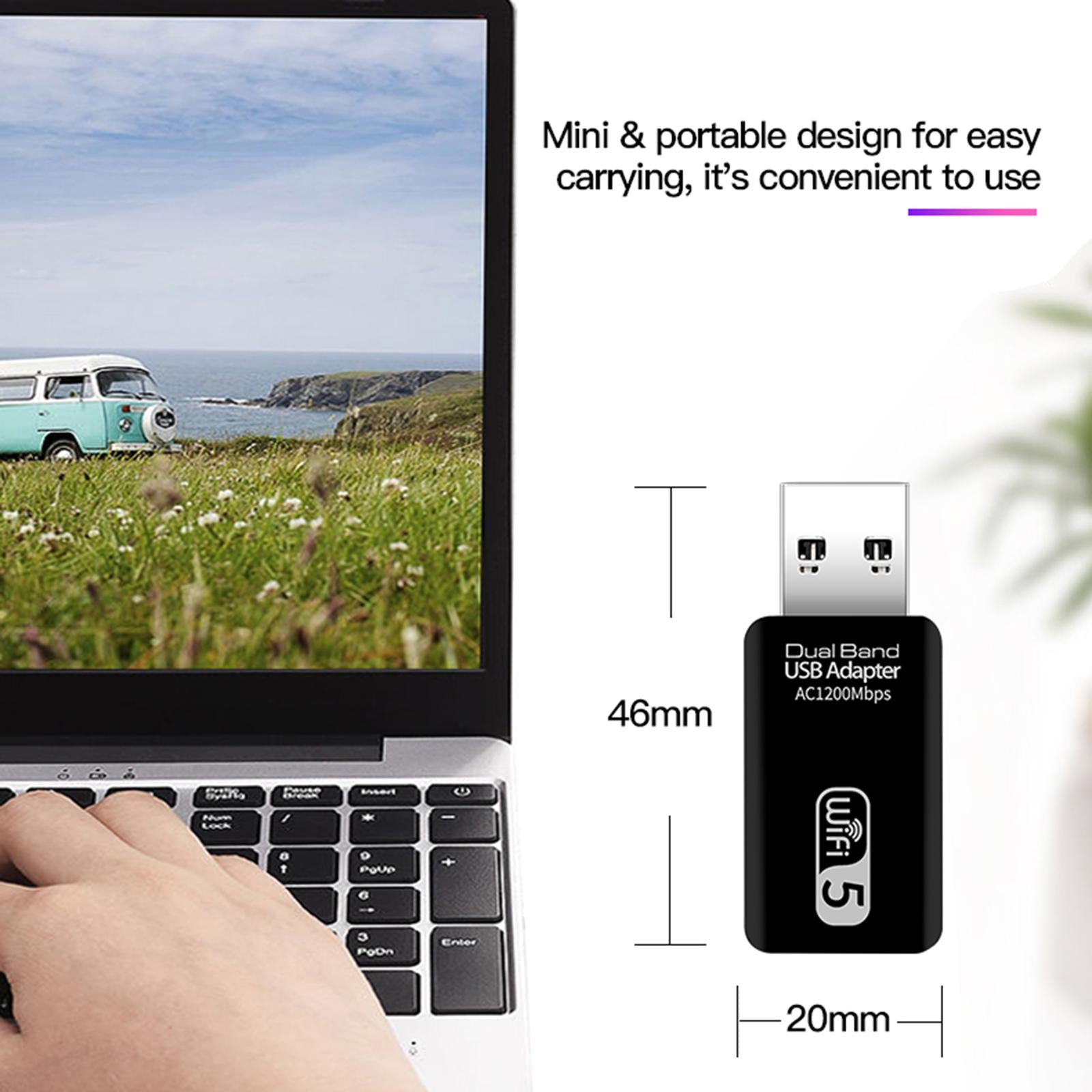 Portable USB WiFi Dongle Dual Band Dongle 1200 Mbps Home Network Card