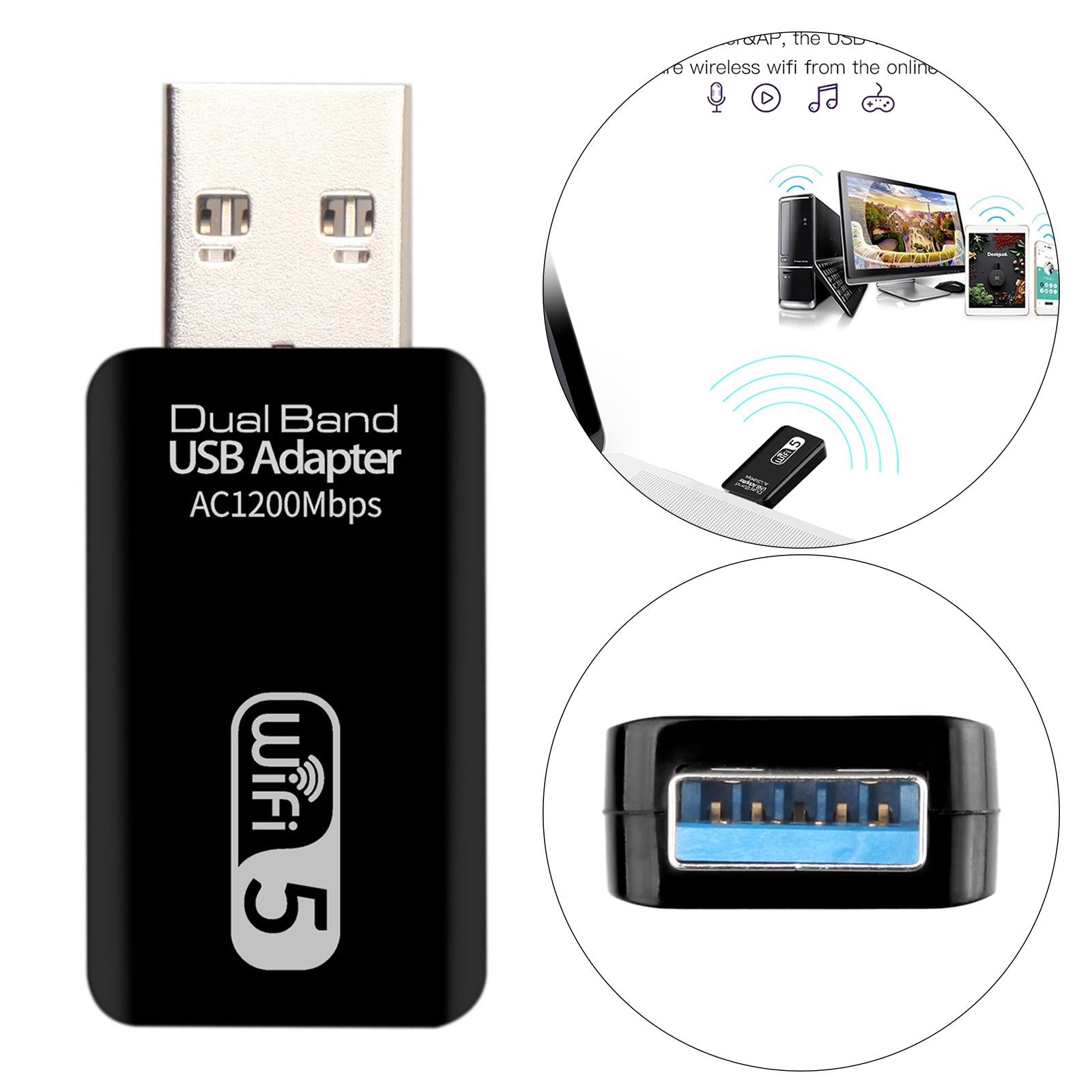 Portable USB WiFi Dongle Dual Band Dongle 1200 Mbps Home Network Card