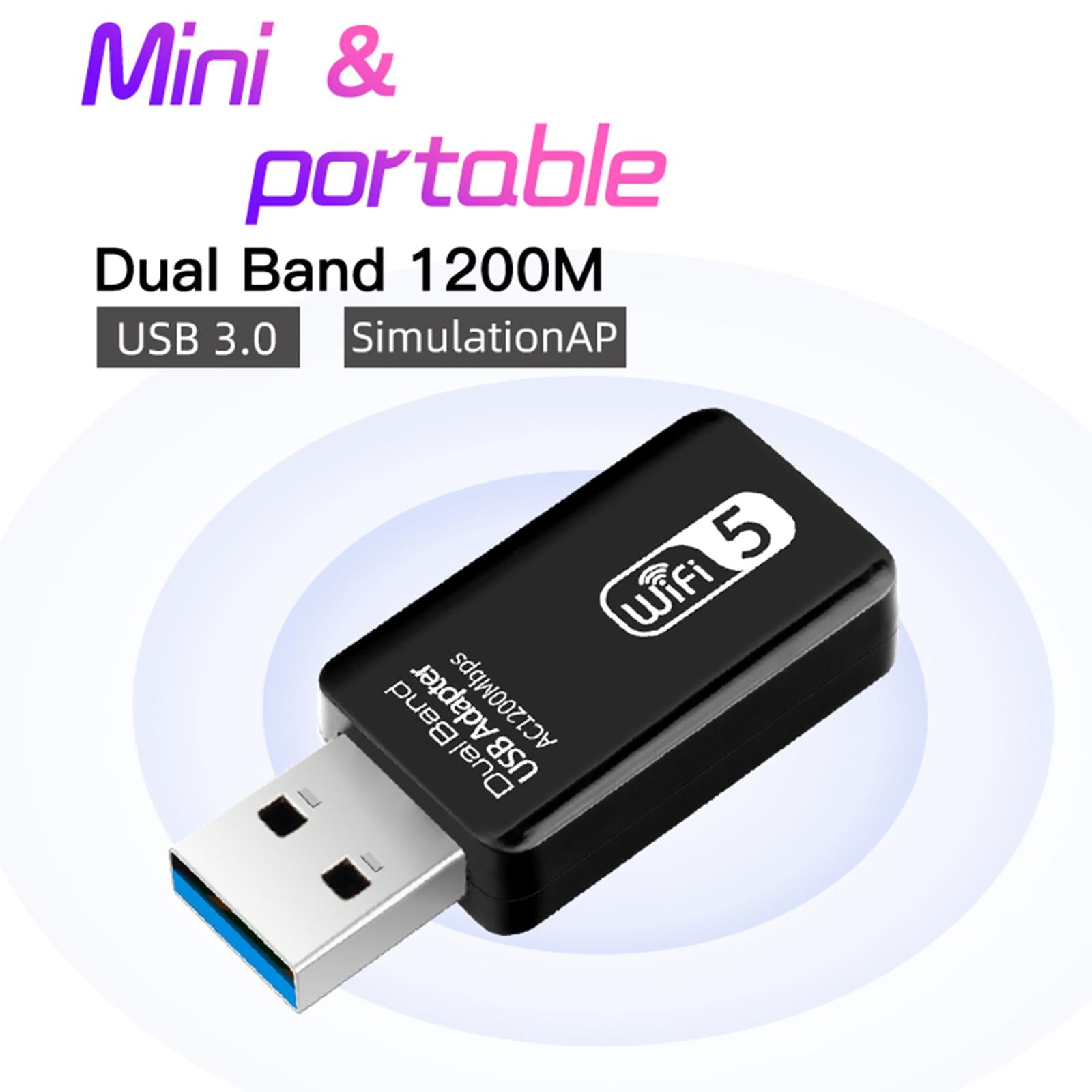 Portable USB WiFi Dongle Dual Band Dongle 1200 Mbps Home Network Card