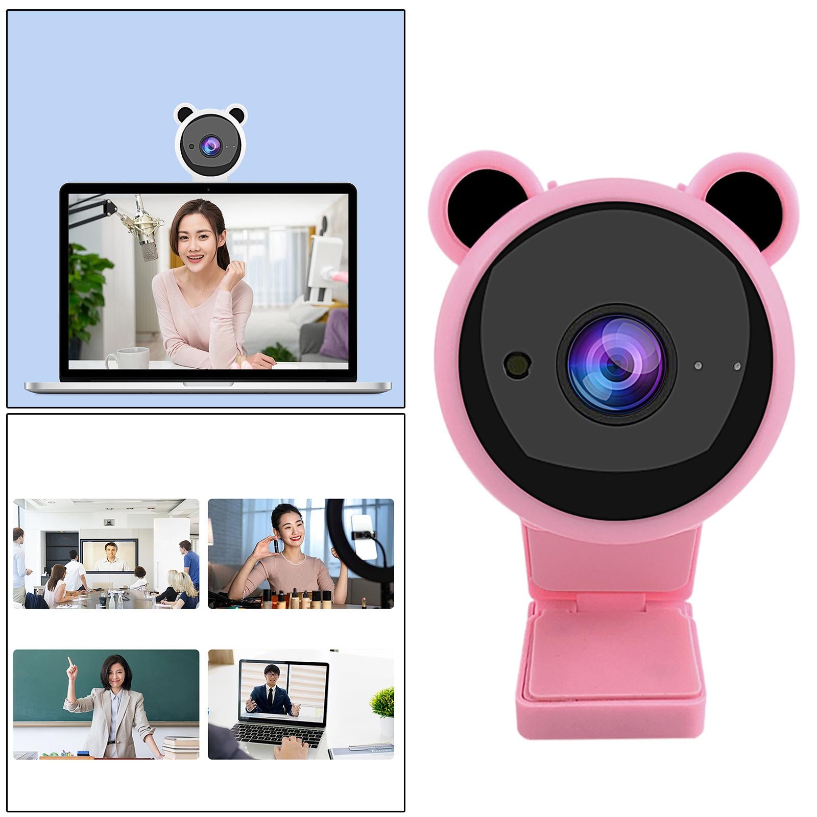 HD Webcam with Mic USB Web Camera 30FPS for Video Live Streaming PC Cam Pink