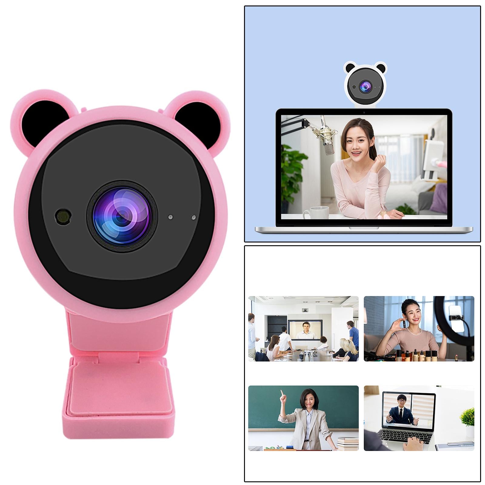 HD Webcam with Mic USB Web Camera 30FPS for Video Live Streaming PC Cam Pink