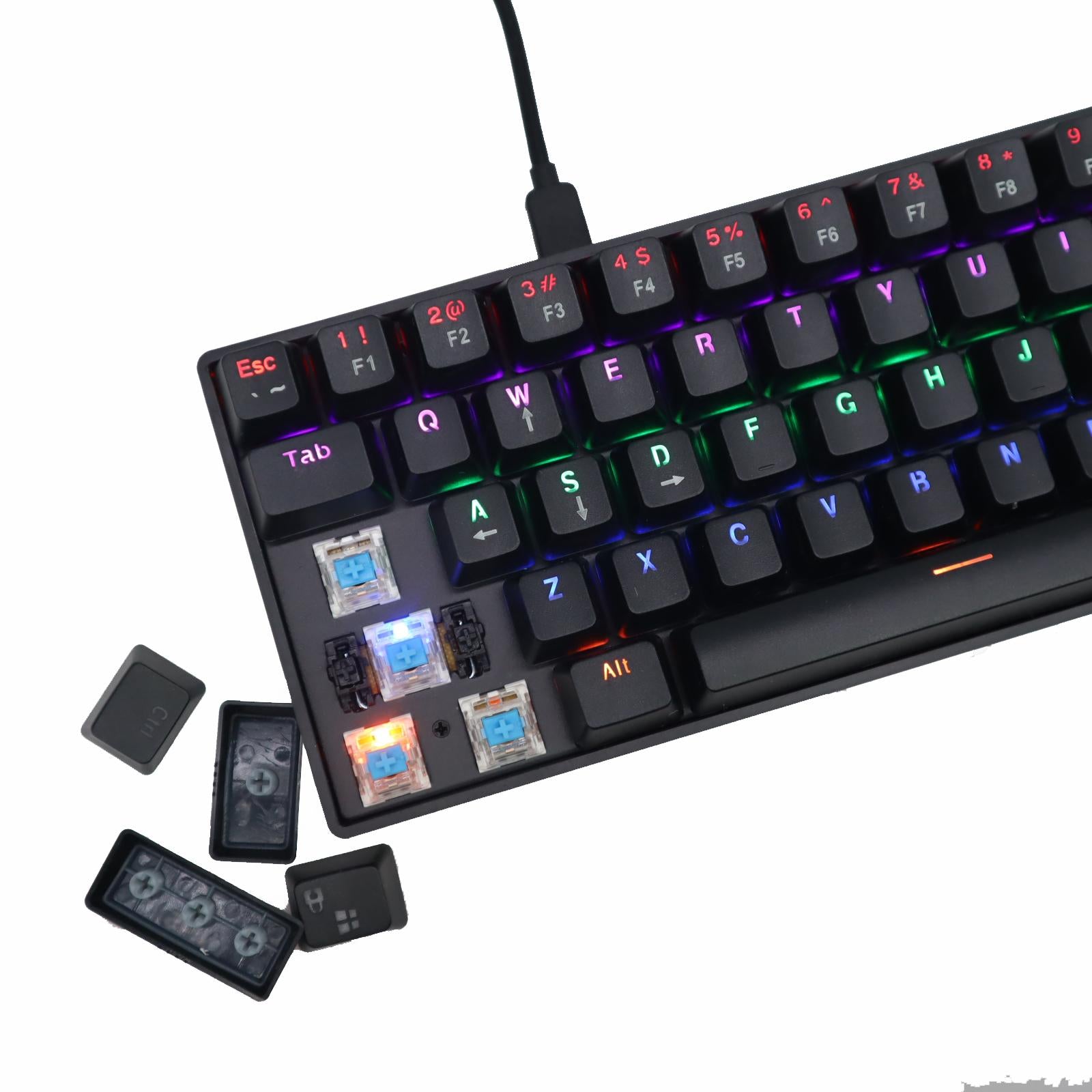 Mechanical Gaming Keyboard 61 Keys Dual-mode Backlit for PC  Black