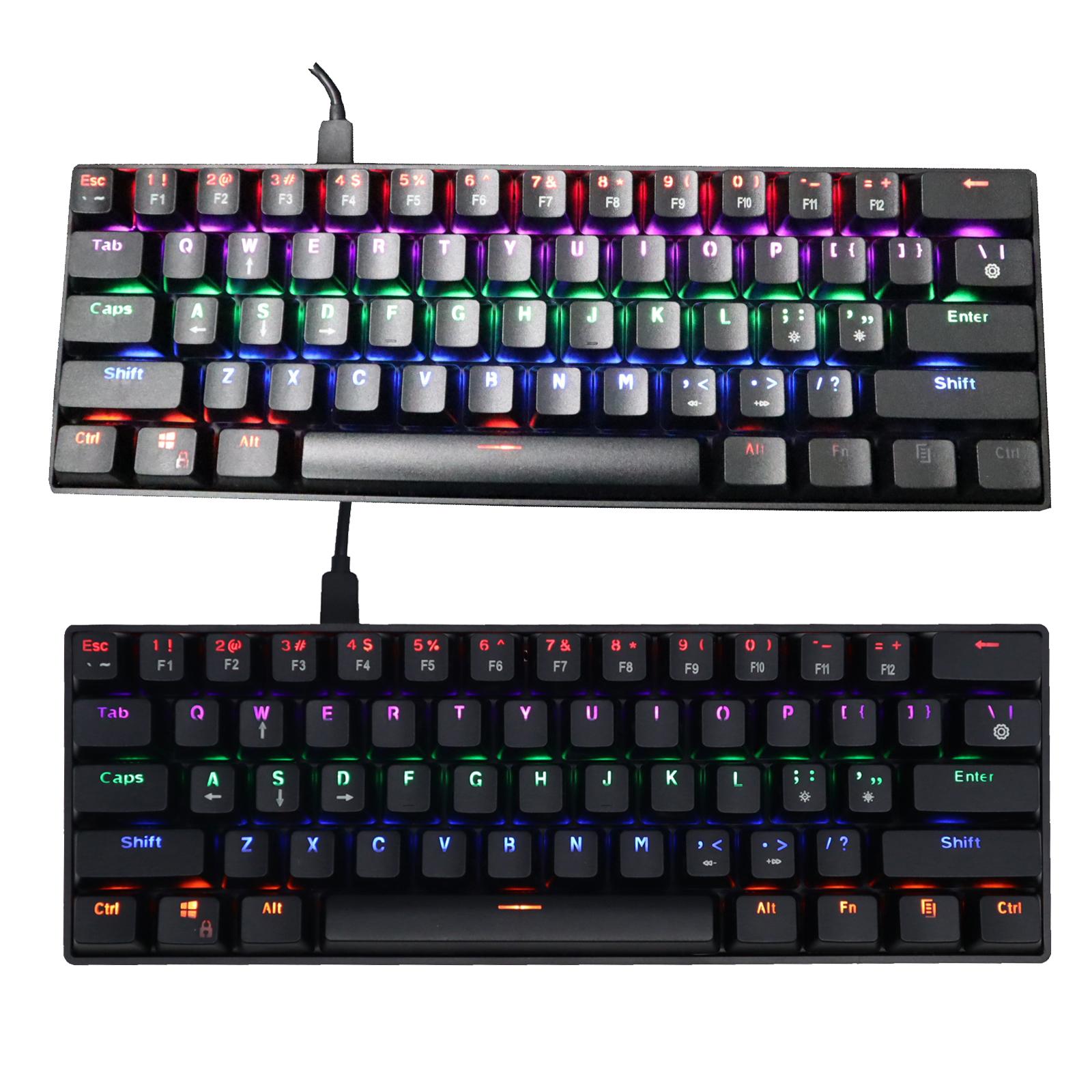 Mechanical Gaming Keyboard 61 Keys Dual-mode Backlit for PC  Black