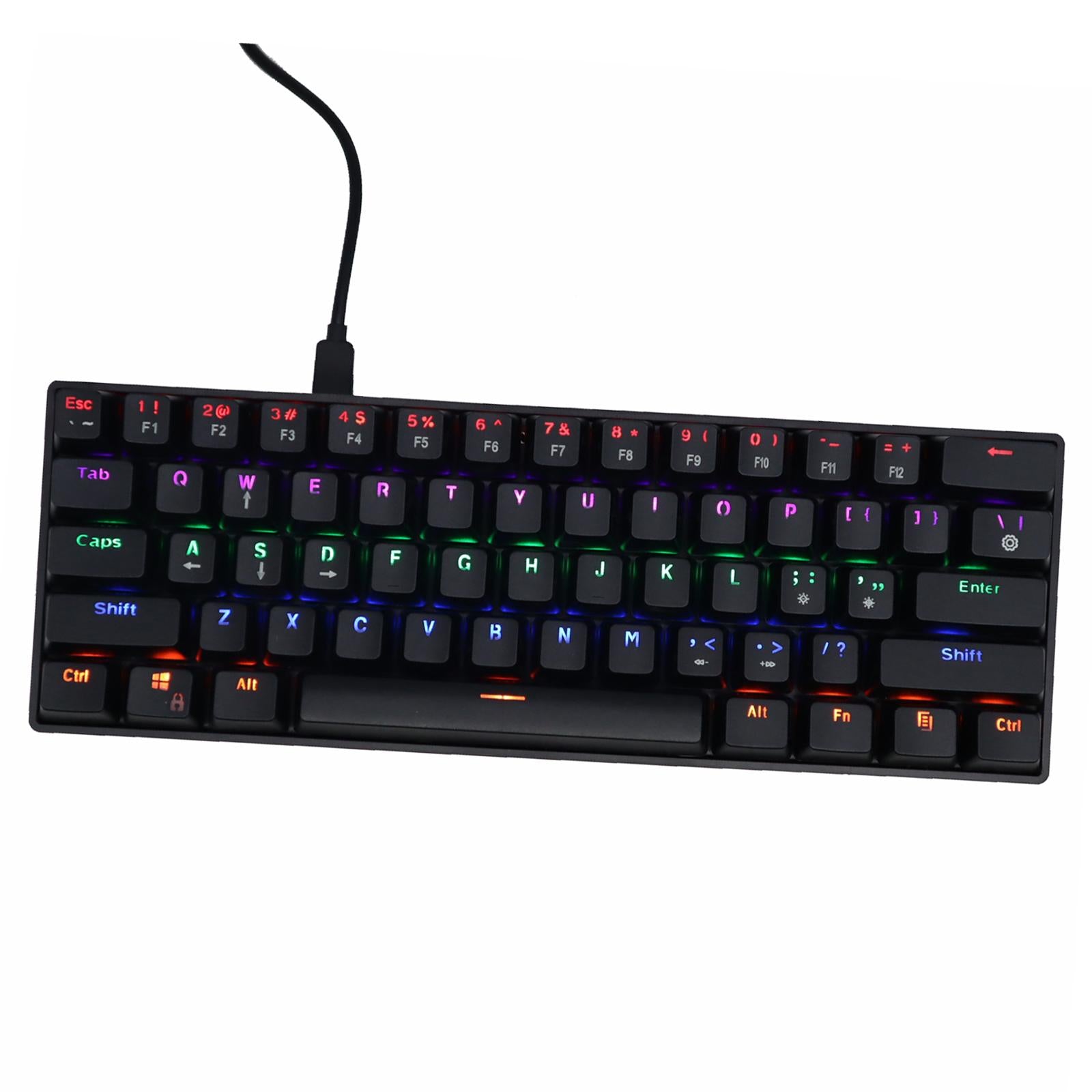 Mechanical Gaming Keyboard 61 Keys Dual-mode Backlit for PC  Black