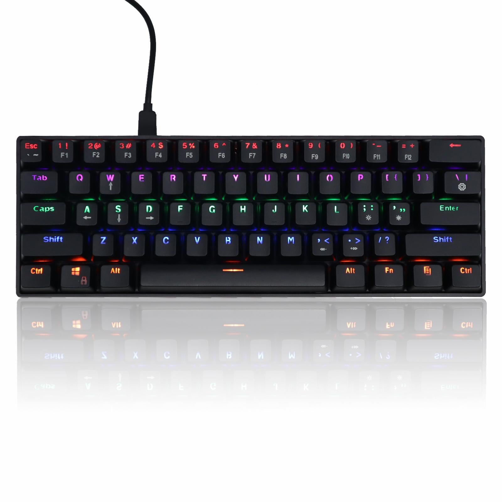 Mechanical Gaming Keyboard 61 Keys Dual-mode Backlit for PC  Black