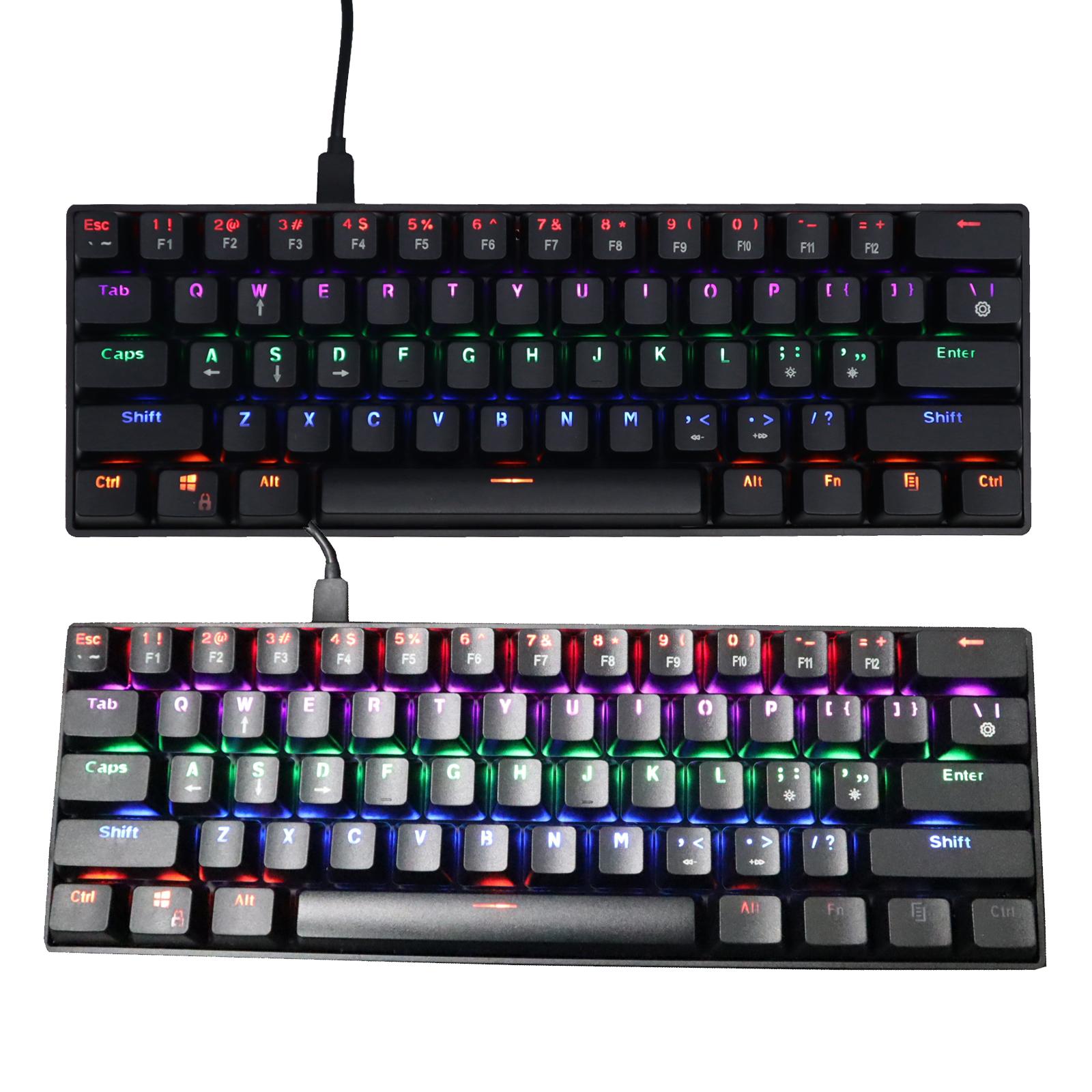 Mechanical Gaming Keyboard 61 Keys Dual-mode Backlit for PC  Black