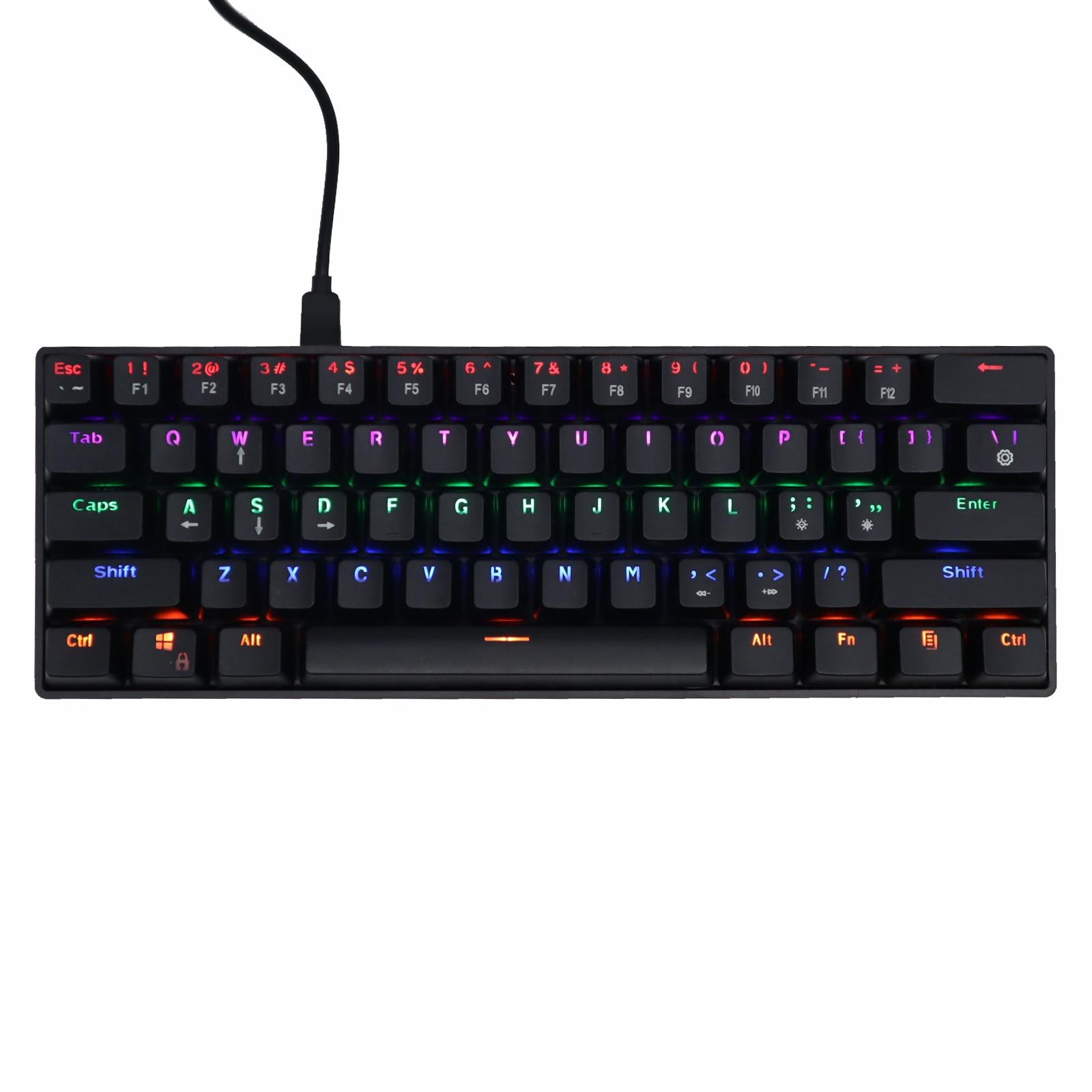 Mechanical Gaming Keyboard 61 Keys Dual-mode Backlit for PC  Black