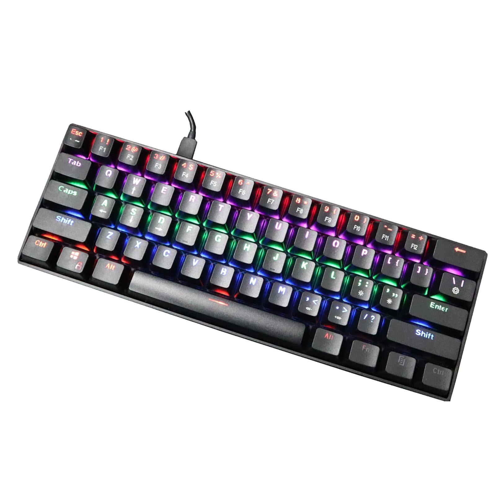 Mechanical Gaming Keyboard 61 Keys Dual-mode Backlit for PC  Black Red shaft