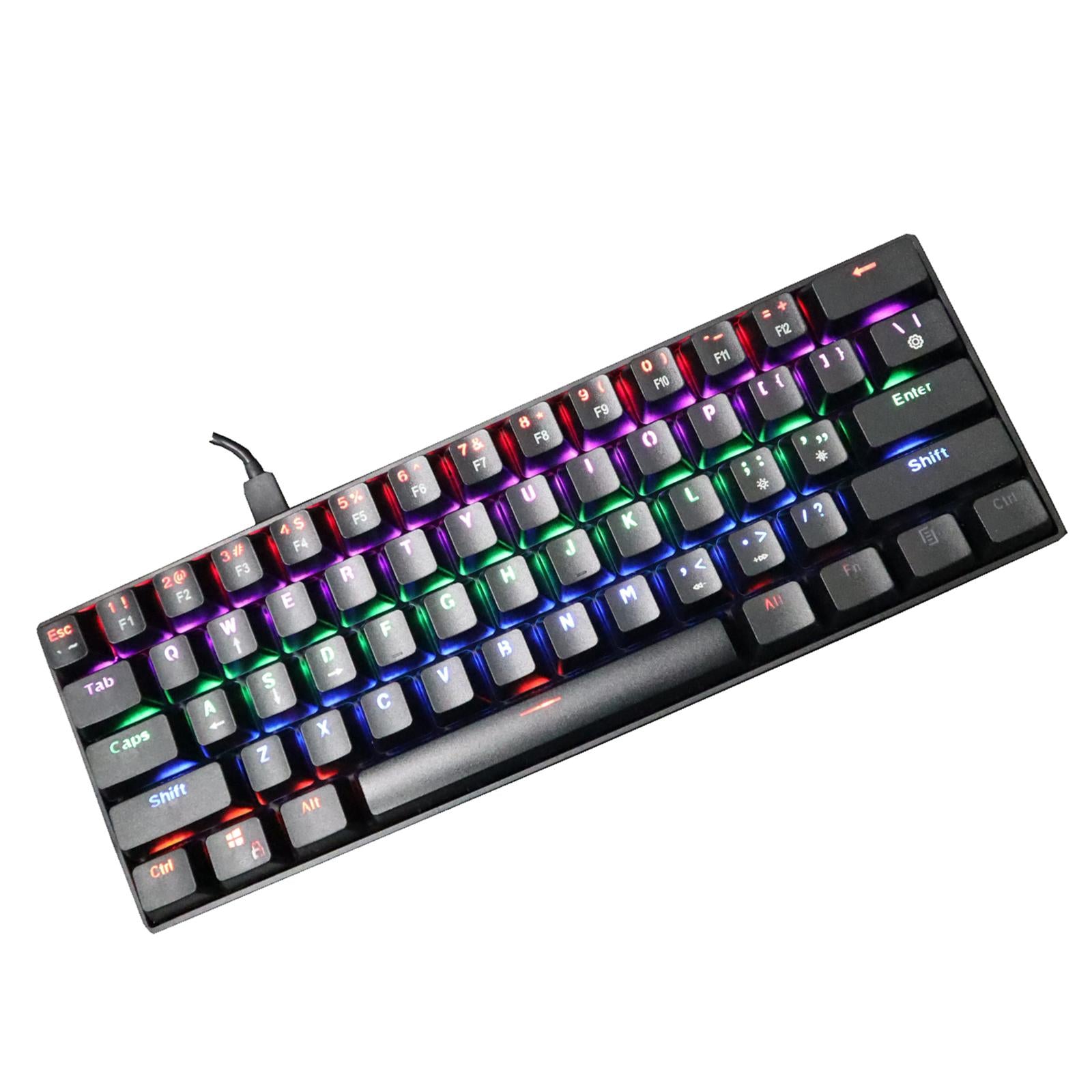 Mechanical Gaming Keyboard 61 Keys Dual-mode Backlit for PC  Black Red shaft