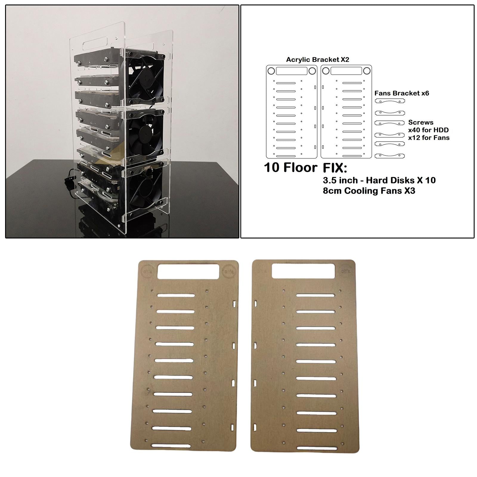 DIY 3.5inch Acrylic Hard Drive Bracket Accessories for HDD Solid  10 Floor