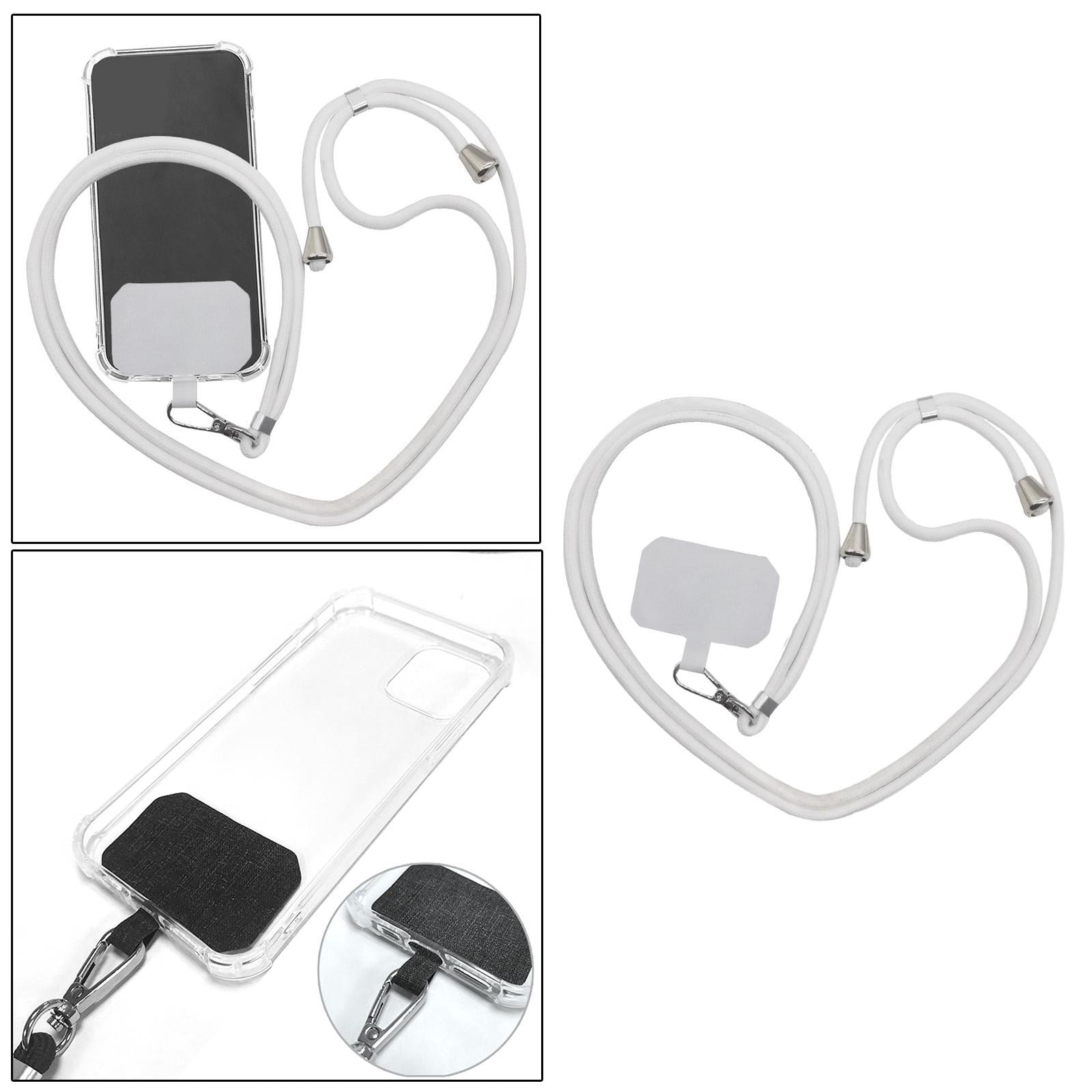 Detachable Adjustable Mobile Phone Lanyard Neck Strap White