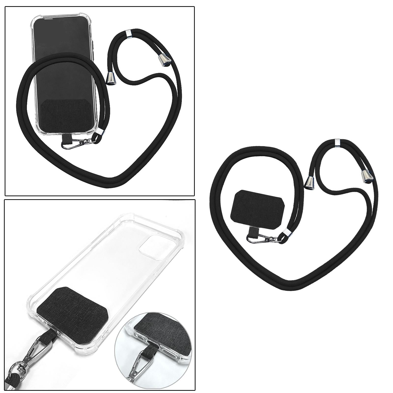 Detachable Adjustable Mobile Phone Lanyard Neck Strap Black