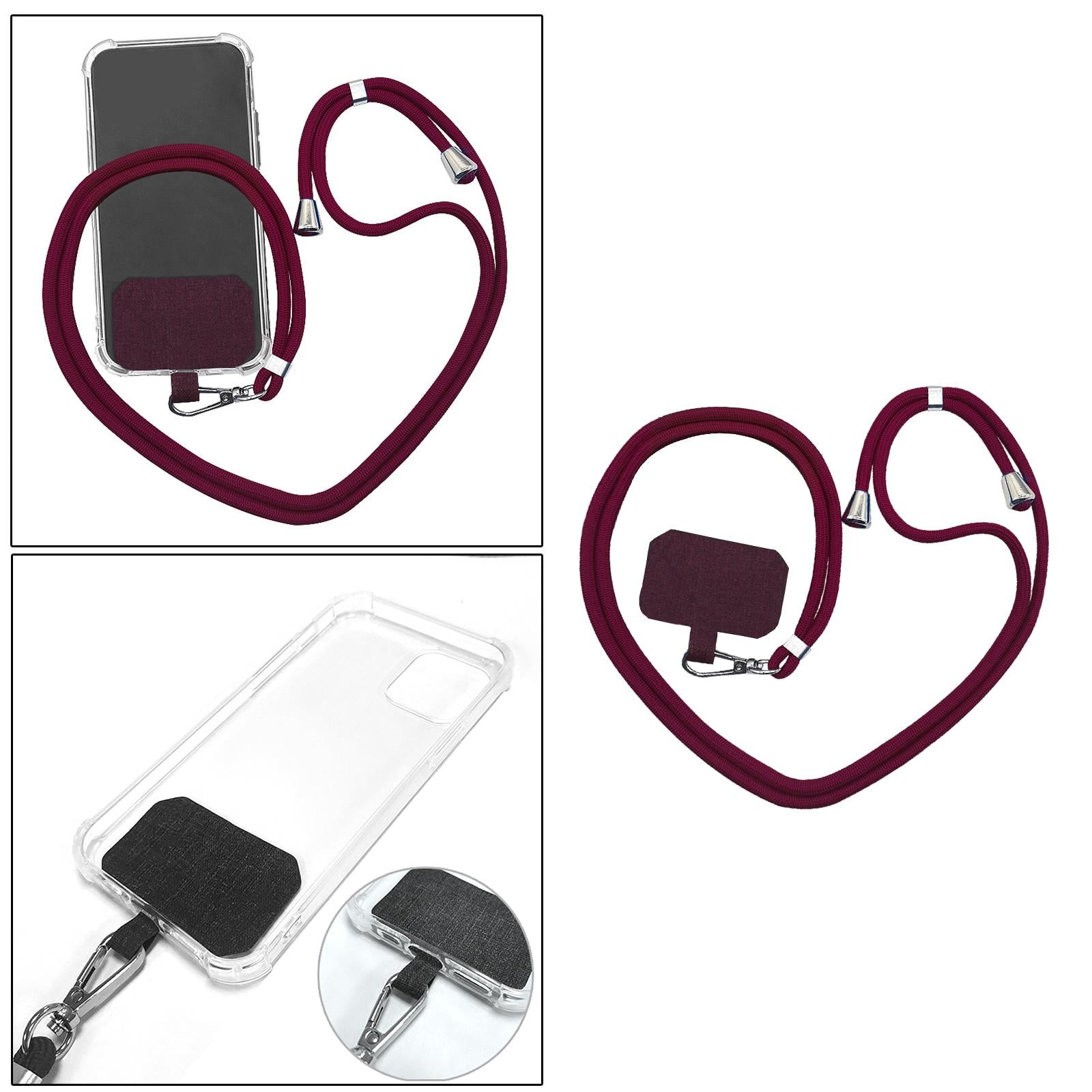 Detachable Adjustable Mobile Phone Lanyard Neck Strap Red Wine