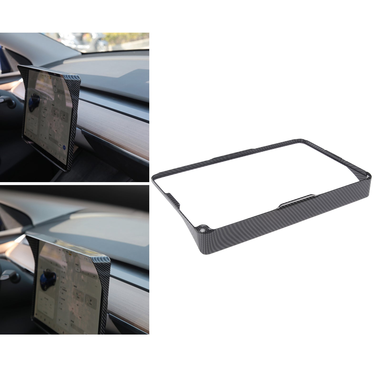 ABS Screen Protection Sunshade for Tesla Model 3 Y 2021 Bright Carbon Fiber