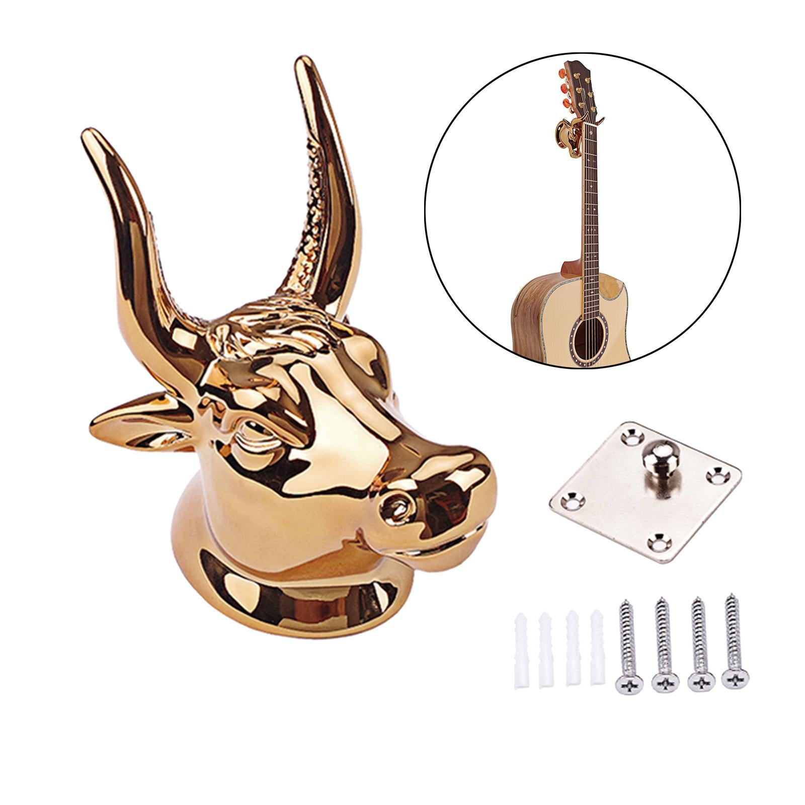 Gold Guitar Wall Hanger Bull Head Electric Guitar Holder Storage Display