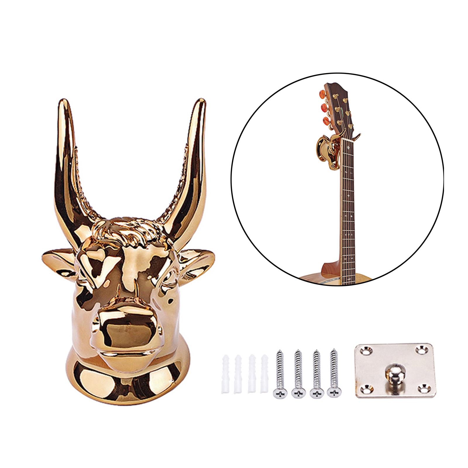 Gold Guitar Wall Hanger Bull Head Electric Guitar Holder Storage Display