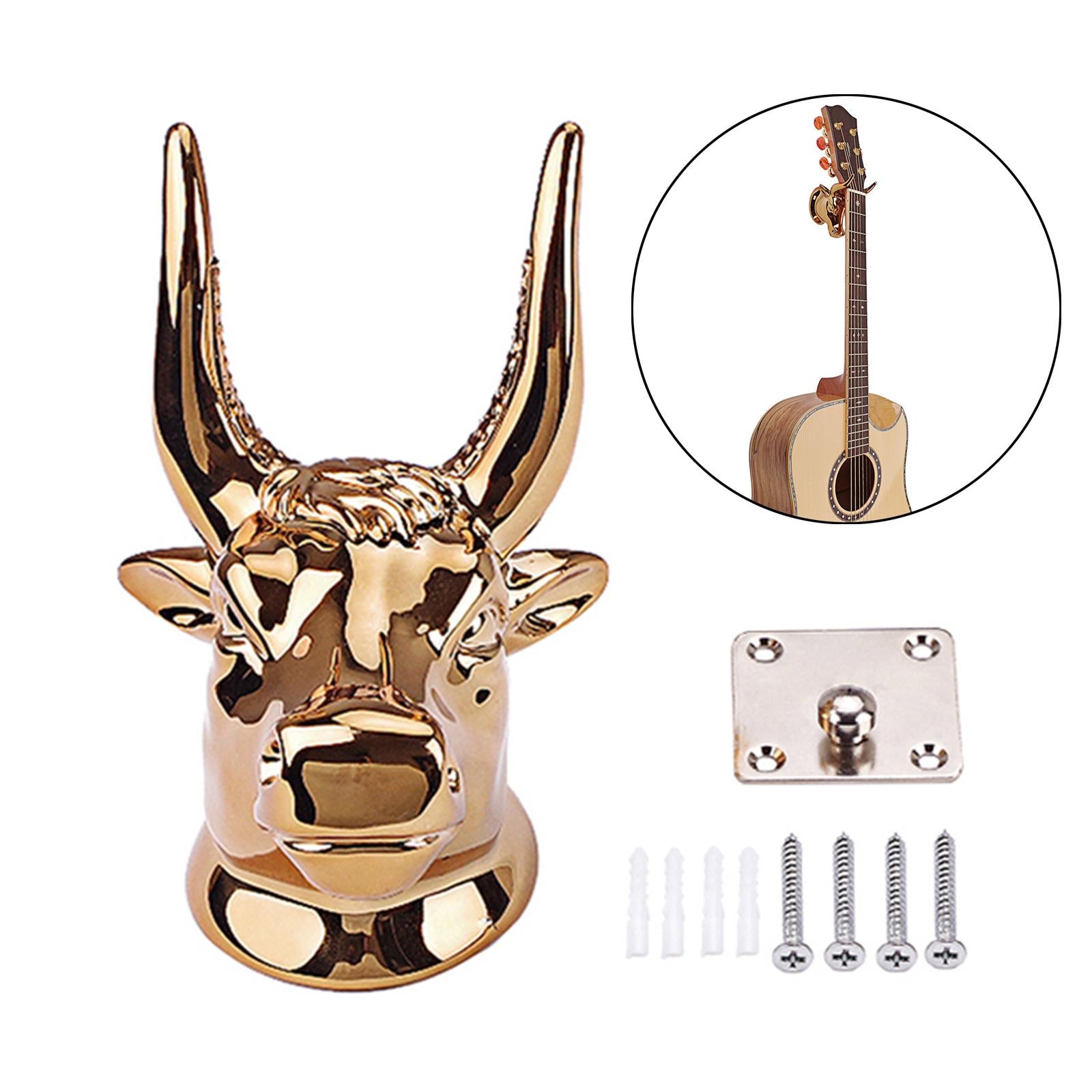 Gold Guitar Wall Hanger Bull Head Electric Guitar Holder Storage Display