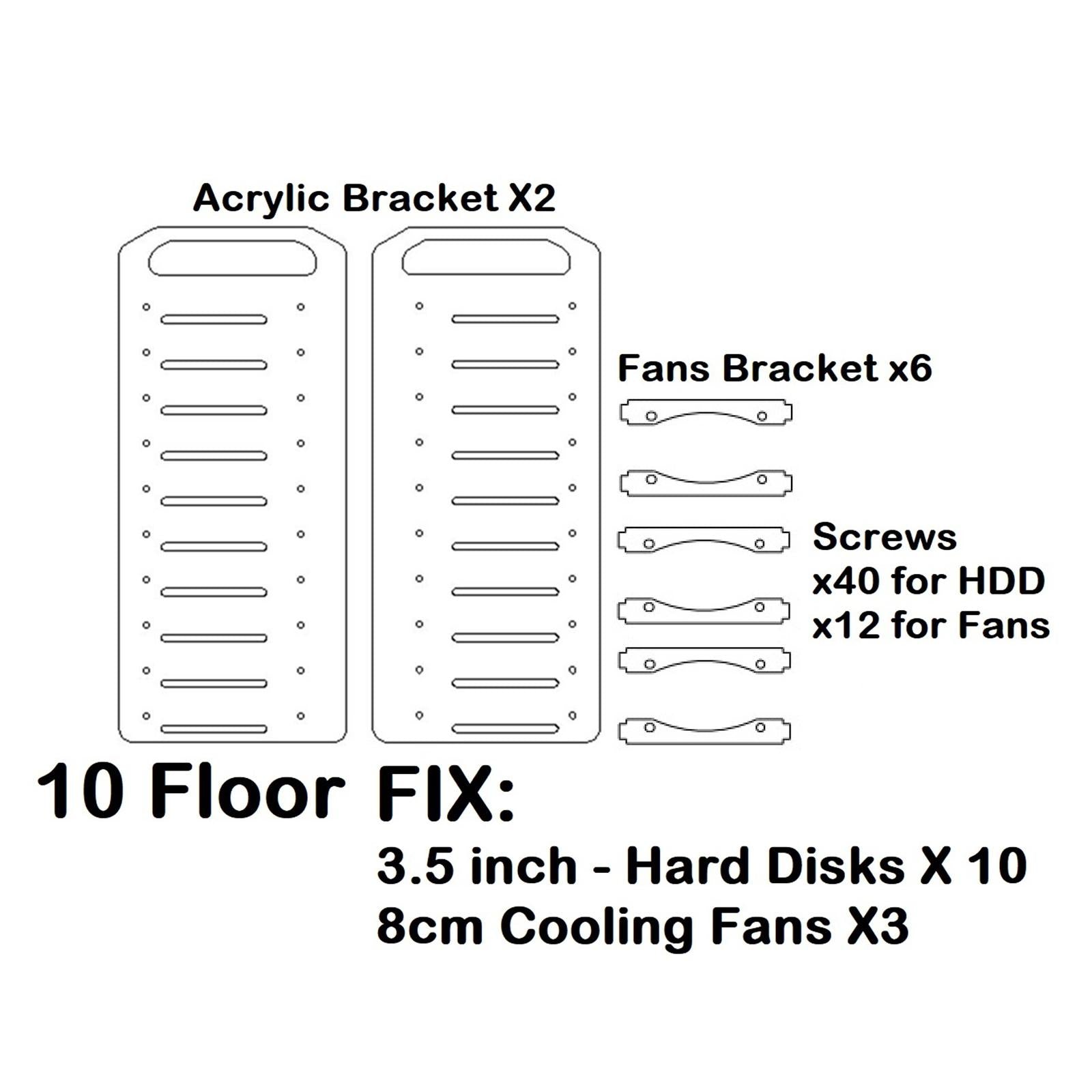 DIY 3.5inch Hard Drive Bracket Hard Disk Shelf for HDD SSD Solid State Drive 10 floor