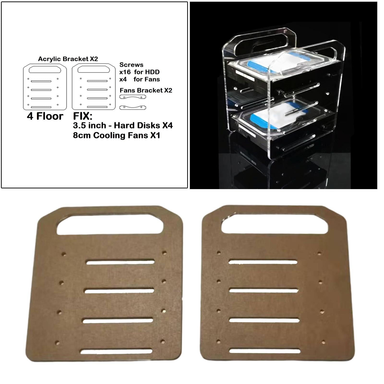 DIY 3.5inch Hard Drive Bracket Hard Disk Shelf for HDD SSD Solid State Drive 4 floor