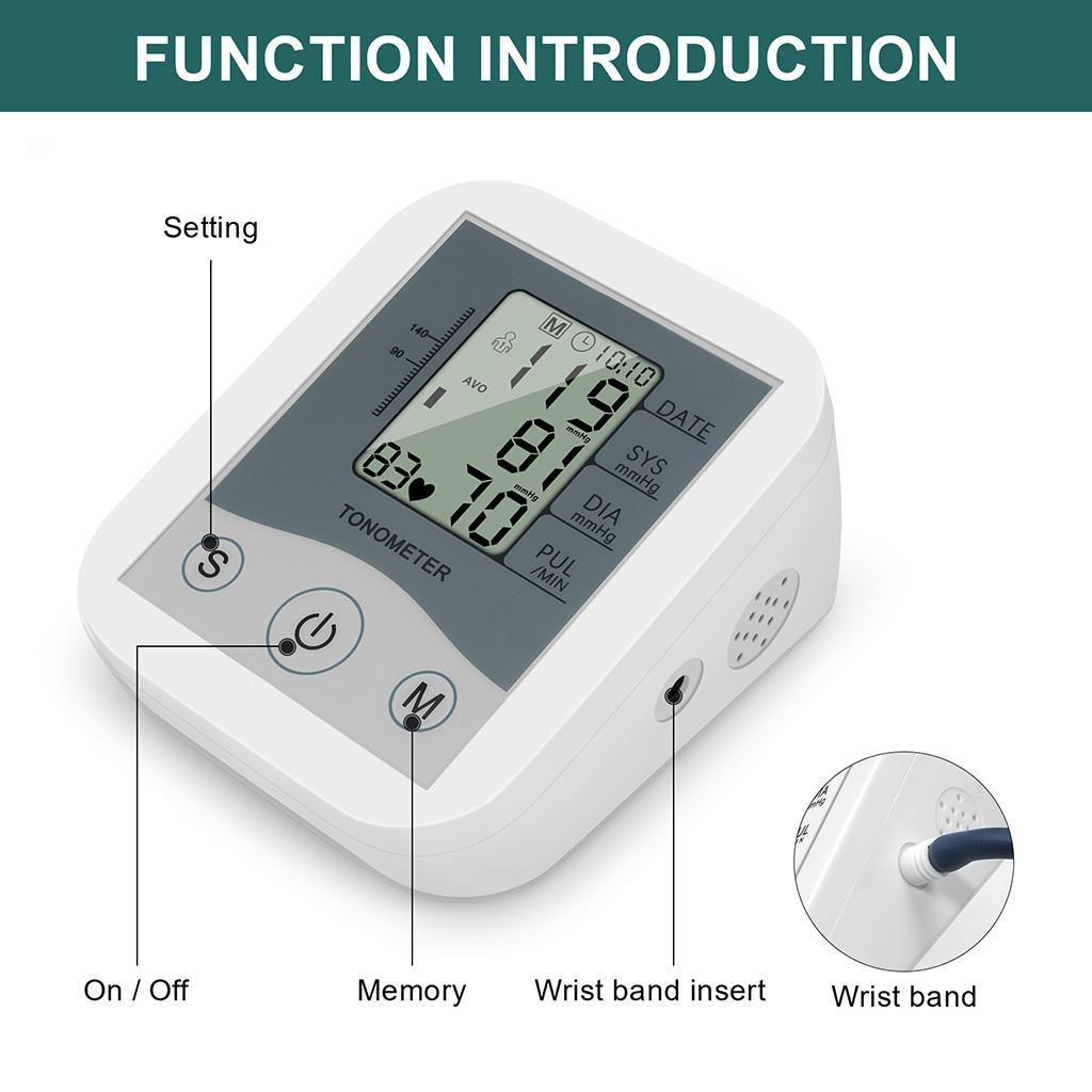 Accurate LCD Display Blood Pressure Monitor BP Monitor Pulse Rate Monitor Gray