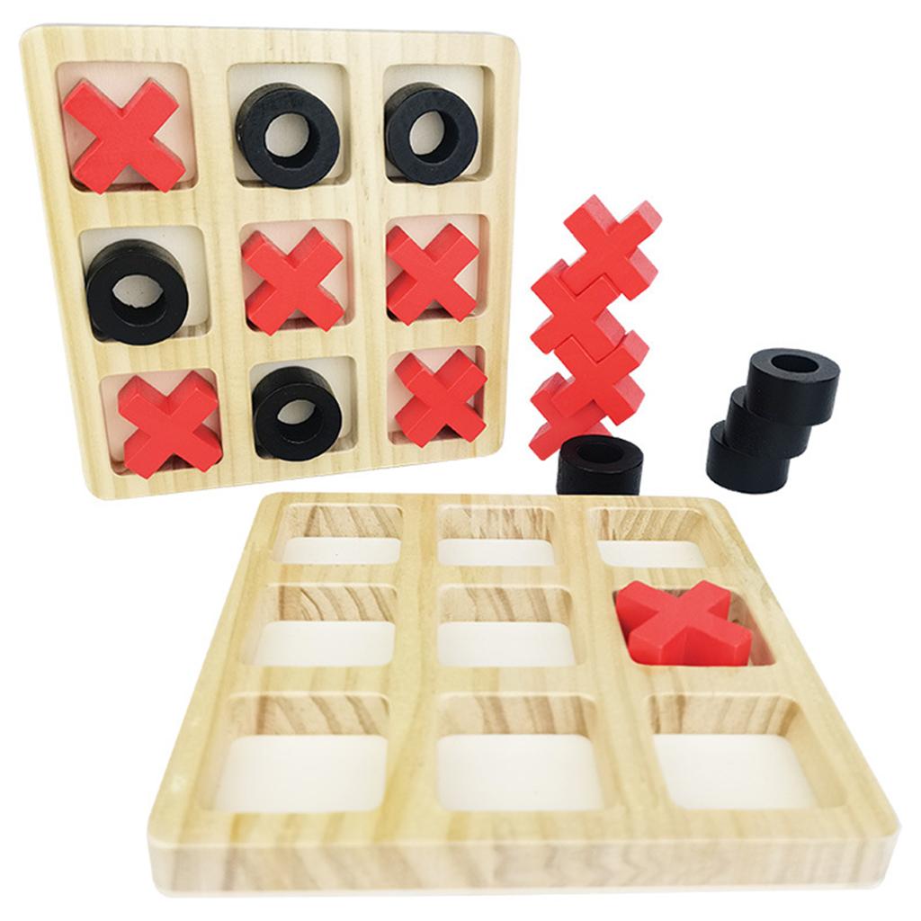 Noughts and Crosses Puzzle Board X O Chess Pieces Family Board Game