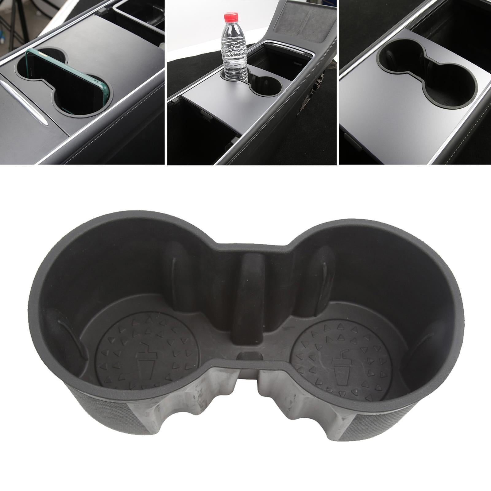 TPE Car Water Cup Holder Shockproof for Tesla Model 3 Model Y Acc Black