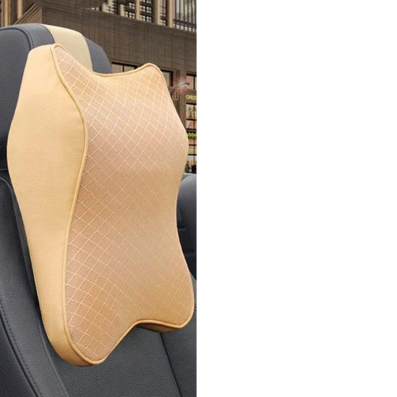 Car Neck Cushion for Driving Neck Pillow Headrest Cushion 3D Soft  Beige L