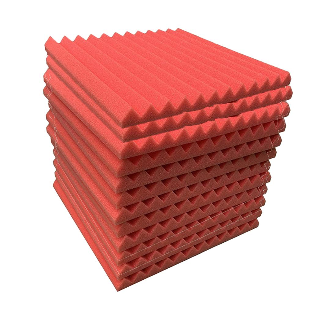 12pcs Acoustic Foam Panel KTV Office Sound Proof Wedge Sound Absorption red