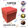 12pcs Acoustic Foam Panel KTV Office Sound Proof Wedge Sound Absorption red