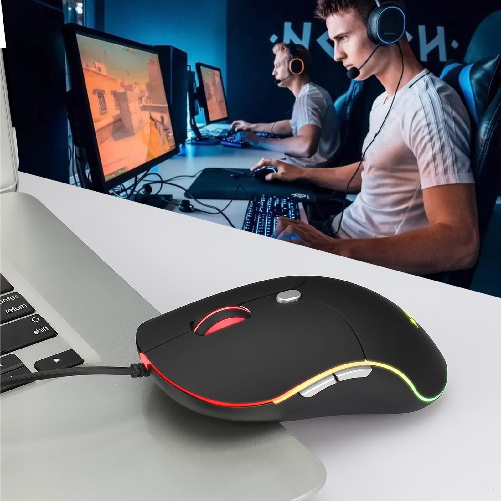 RGB Backlit Wired Gaming Mouse 3200 DPI Mice with Side Buttons Comfortable