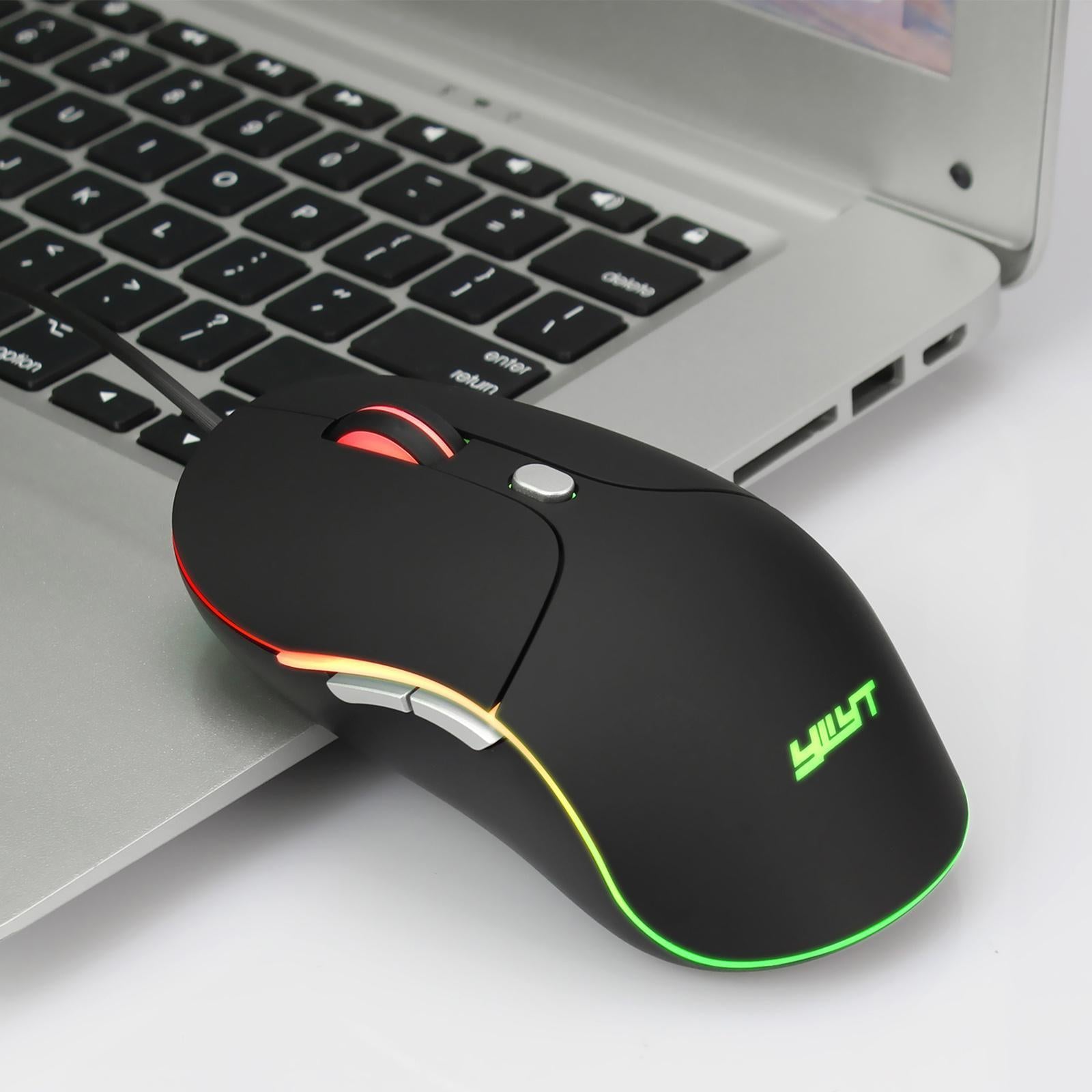 RGB Backlit Wired Gaming Mouse 3200 DPI Mice with Side Buttons Comfortable