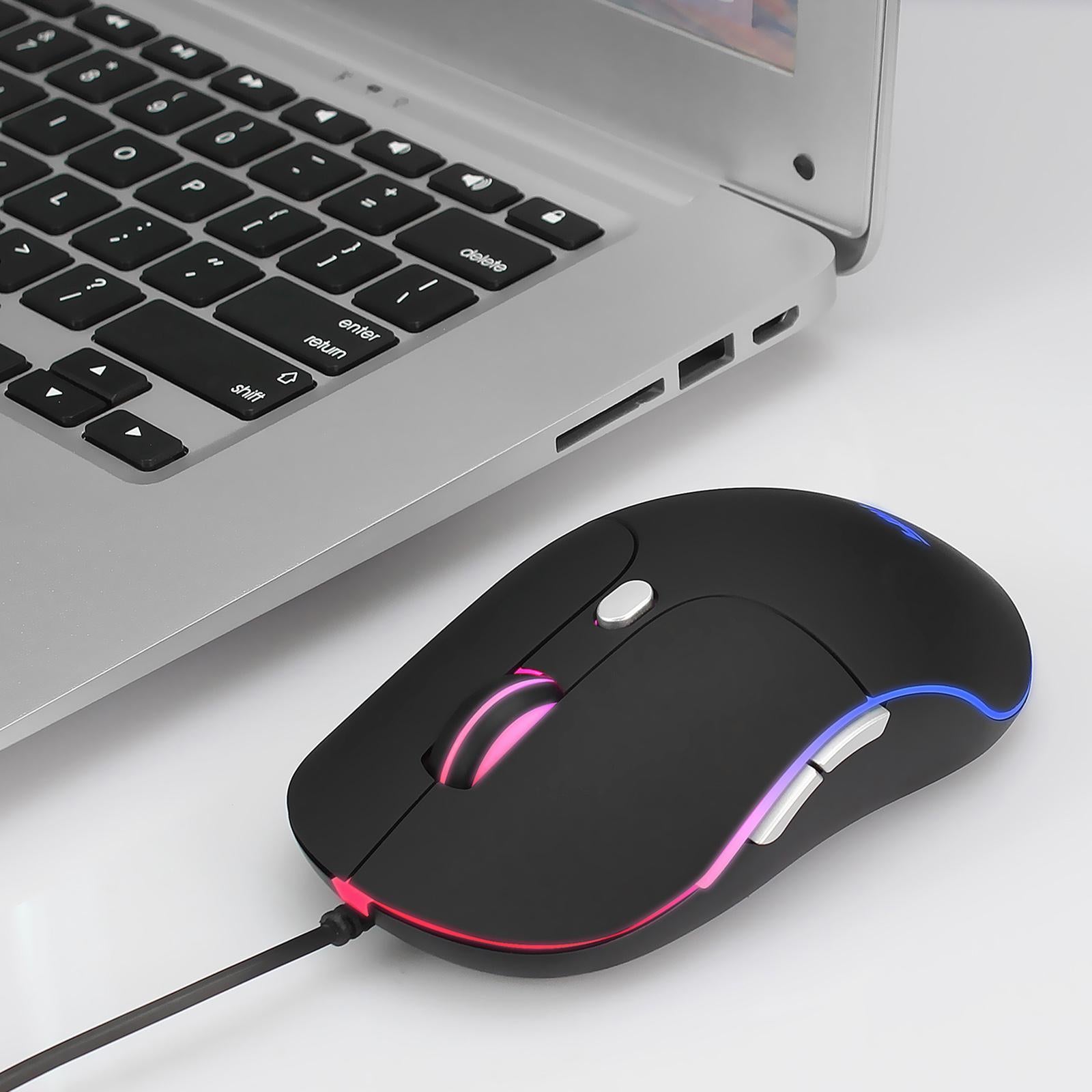 RGB Backlit Wired Gaming Mouse 3200 DPI Mice with Side Buttons Comfortable