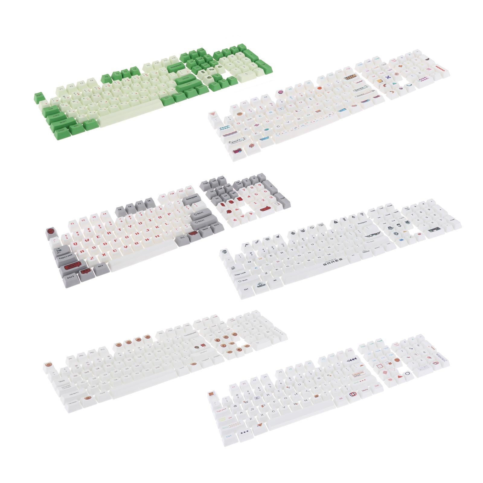 108 Keys PBT Keycaps OEM Profile Suitable for Any Size Mechanical Keyboard Pixel Game