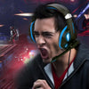 Over Ear Gaming Headset with MIC Headphone Soft Earmuffs Volume Control Blue